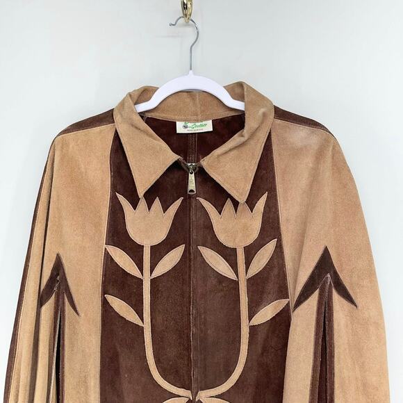 Brown and Tan Women's Cape Jacket - Picture 2 of 8